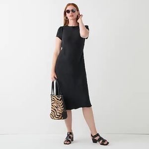 NWT J Crew Black Cupro-blend Midi T-shirt Dress Size 18